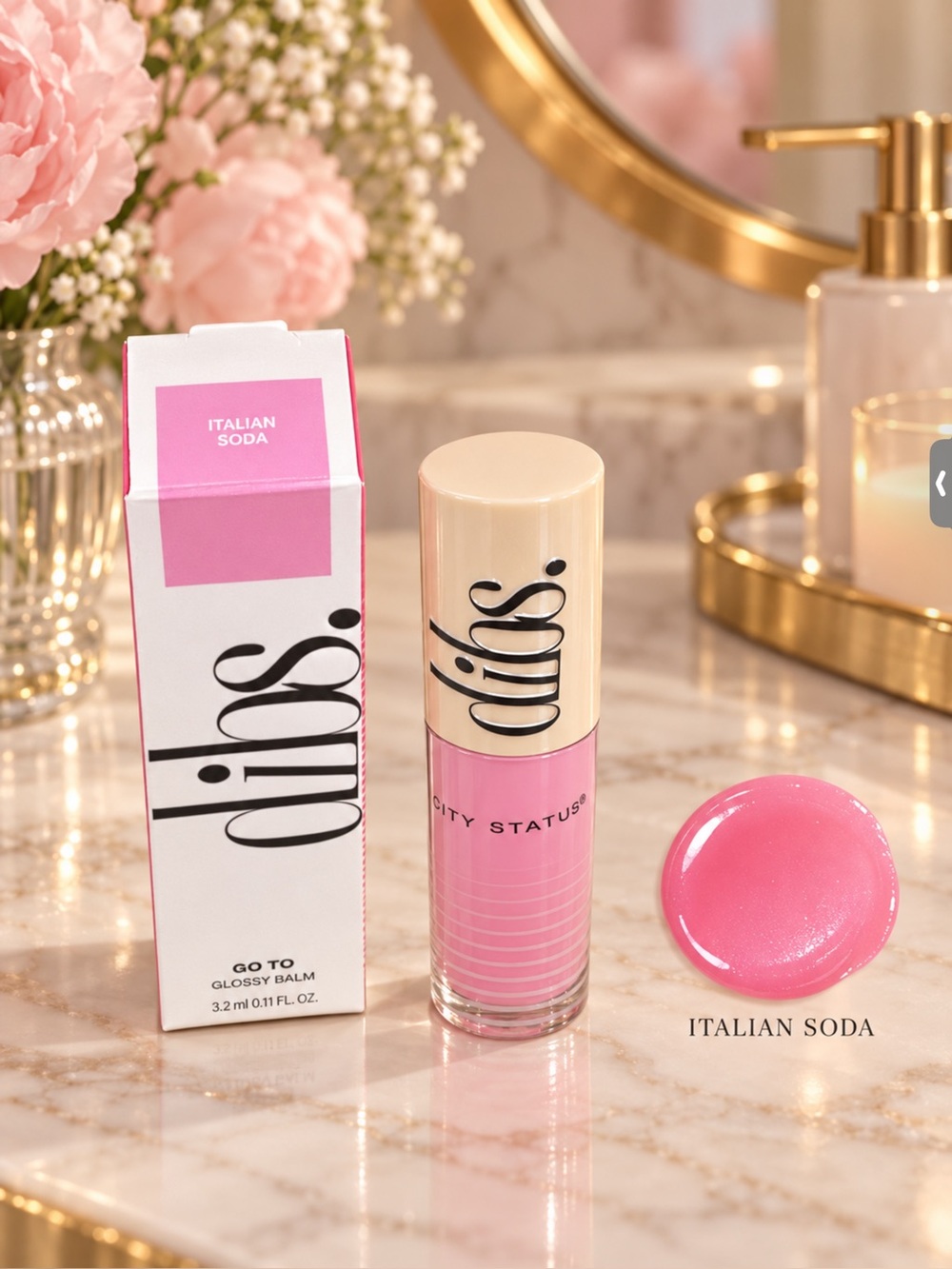 Dibs Glossy Balm — Italian Soda Pink,NIB